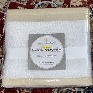 BreathableBaby Deluxe Mesh Crib Liner - White and Cream